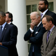 President Obama and Vice President Biden are joined by supporters of background-check legislation. (Win McNamee/Getty Images)